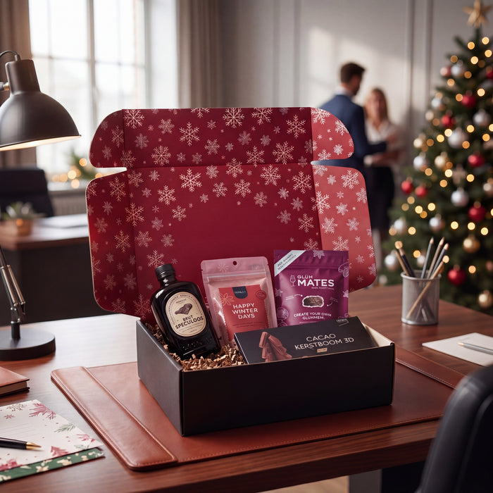 Branded festive boxes for 220 clients and staff
