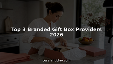 Professional assembling branded gift box at home office