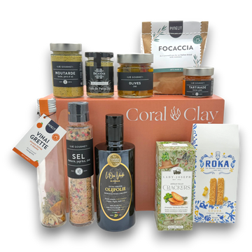 Grand Gourmet Gift Box with olive oil, focaccia and aperitivo bites by Coral & Clay
