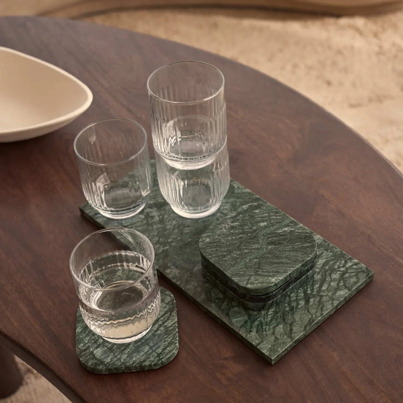 MOOISA Marble Coasters – Green (Set of 4)