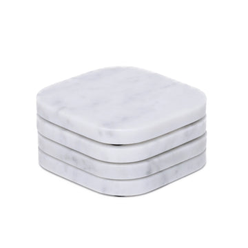 MOOISA Marble Coasters – White (Set of 4)