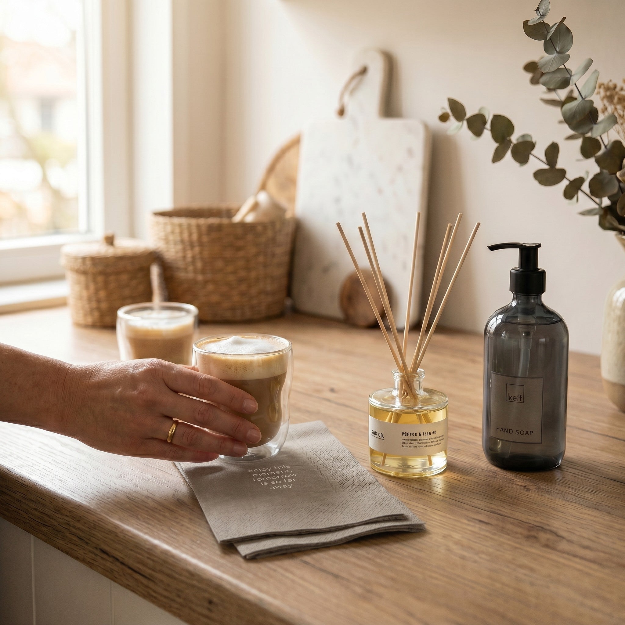 Home Haven Signature Giftbox — diffuser, glazen & handzeep