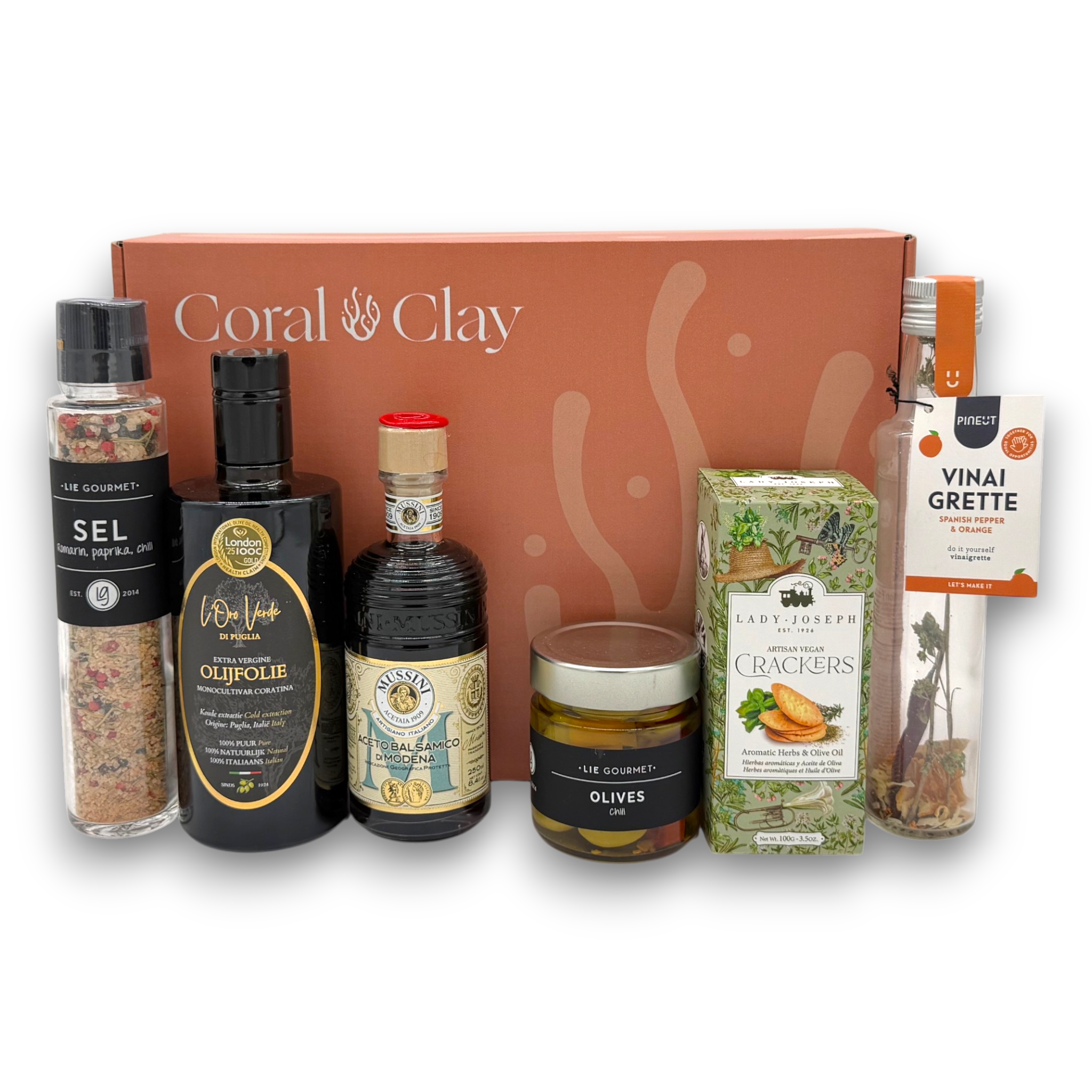 Luxury Mediterranean Signature Cadeau — Olijfolie, Balsamico & Olijven