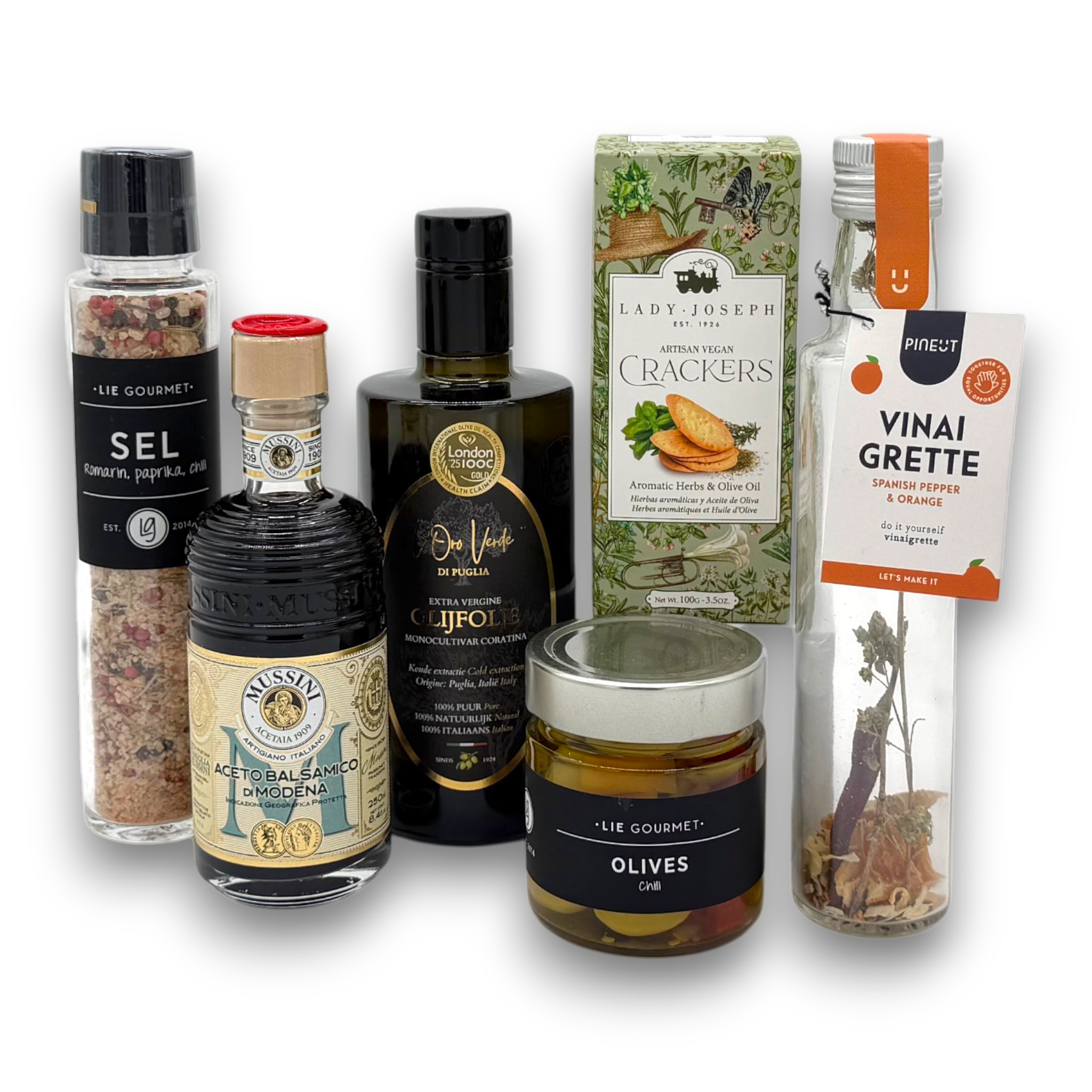 Luxury Mediterranean Signature Cadeau — Olijfolie, Balsamico & Olijven