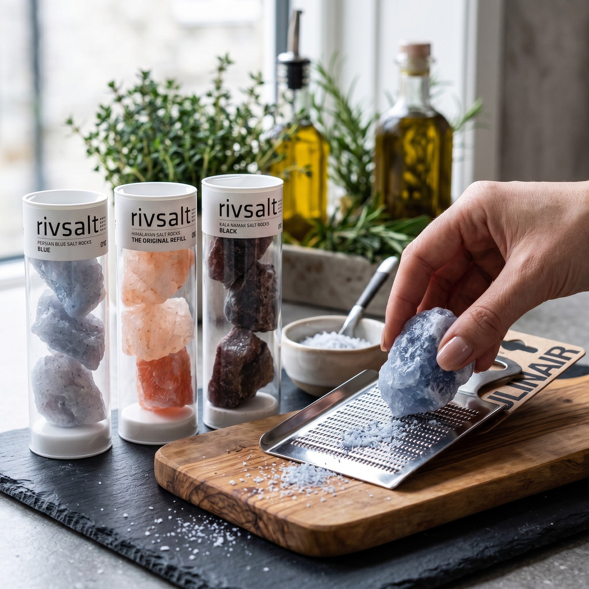 Crystal Colours Signature Gift — Rivsalt Trio & Stainless Steel Grater
